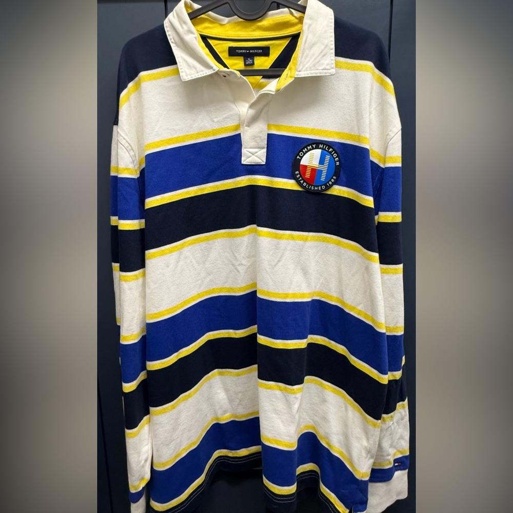 Tommy Hilfiger Blue and Yellow Striped Shirt
